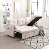 thumbnail of Modulares Schlafsofa mit Stauraum, wechselbarer Chaiselongue, Fleecebezug, umwandelbar zum Sofa-Bett, ideal für 100x200 cm, Beige