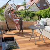 thumbnail of Relaxdays Gartentisch, klappbar, HxD: 74 x 80 cm, Rattanoptik, Kunststoff & Stahl, wetterfest, runder Balkontisch, grau