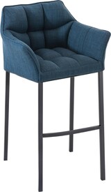 thumbnail of Barhocker GIBEL - Stoff Blau 64x48x110 cm Schwarz | Barstuhl Mit Lehne Tresenhocker Tresenstuhl Kneipenhocker Kneipenstuhl