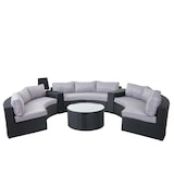 thumbnail of Luxe poly rotan set Savoie, loungeset, XXL bank rond, antraciet kussens grijs