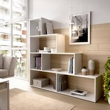 thumbnail of Dmora Buchhandlung Vancouver, Doppelseitiges Bücherregal mit 6 Einlegeböden, Trennregal mit Bürofächern, 145x29h145 cm, Glänzend Weiß