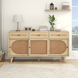 thumbnail of Merax Sideboard Landhausstil mit Schublade und 6 Fächer, Kommode mit Rattangeflecht, Anrichte, TV-Board, B:140cm