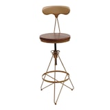 thumbnail of Set di 2 sgabelli da bar HWC-N18, sgabello da bar, poggiapiedi girevole regolabile in altezza, legno metallico industriale ~ marrone, struttura in oro