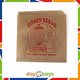 thumbnail of DayBays 4 Kg Döner-Tüten 16x16 cm braun mit rotem Druck "DÖNER KEBAB" und Spenderbox