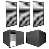 thumbnail of Set van 3 aluminium panelen voor pergola HWC-L46, terrasoverkapping, paneelmodule met lamellen, 204x271cm ~ antraciet