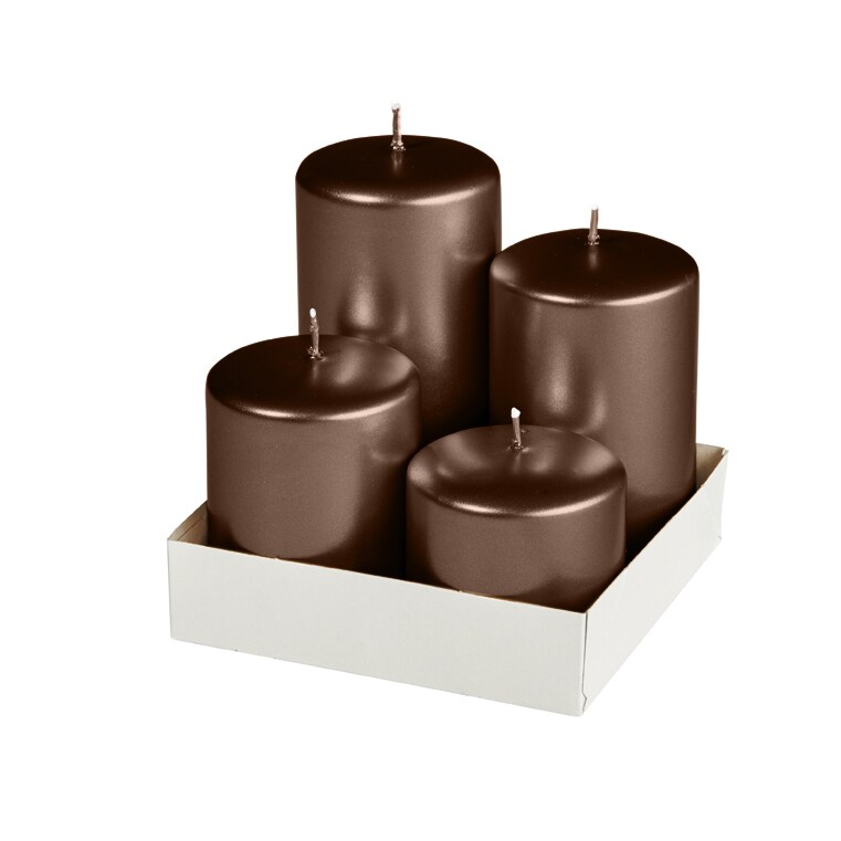 Adventset Stumpenkerzen Metallic Matt Brandy Ø 60 mm, 4 Stück