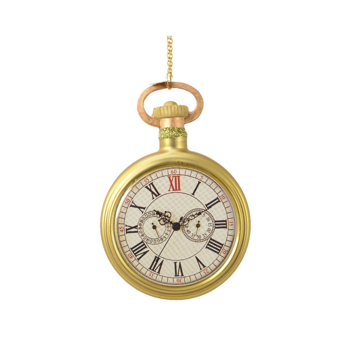 Taschenuhr Glas 11cm Christbaumschmuck Weihnachtskugeln Vintage Uhr gold