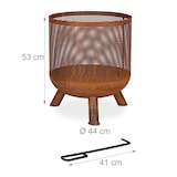 thumbnail of Relaxdays Feuerkorb, Mesh Design, Rostoptik, Feuerrost, Schürhaken, HxD: 53 x 44 cm, Garten Feuertonne, Stahl, braun