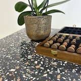 thumbnail of Restootab - Tischplatte Ø90 Dekor Terrazzo black chip