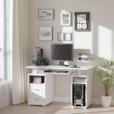 thumbnail of HOMCOM Scrivania per PC con Ripiani Dedicati e 2 Cassetti Bianca