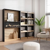 thumbnail of Bücherregal, Holzregal, 230x25x186cm, Wohnzimmer - Büro, Für Bücher, Moderner Stil, Eiche und schwarz _ 86_2