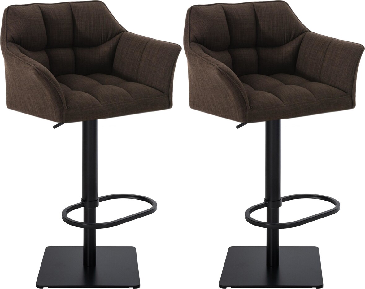 CHEFGASTRO 2er Set Barhocker PHILADELPHIA Stoff Schwarz HxBxT 88x64x45cm Stoff Braun Barstuhl