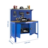 thumbnail of SimonRack Banco de Trabajo Taller, 1210x610 mm, Panel Perforado y Cabina, Capacidad Carga 600 kg, Azul - BT-3