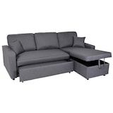 thumbnail of Ecksofa mit Bettkasten HWC-L17, Couch Sofa L-Form, Liegefläche Nosagfederung 228cm ~ dunkelgrau