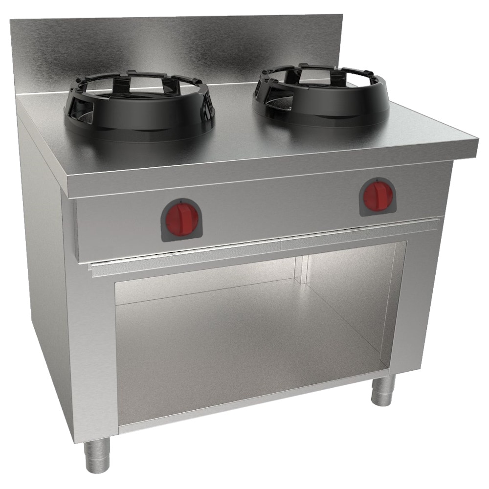 EURAST - Wok con 2 fuegos a gas sobre soporte - 1000x700x850 mm - 35 Kw - 321075L5