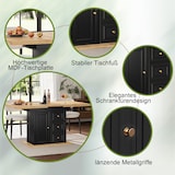 thumbnail of Ausziehbarer Esstisch 140x80x75 cm Naturholzoptik mit Stauraum Tür zwei Schubladen Fach, MDF Tischplatte Metallauszug, pflegeleicht