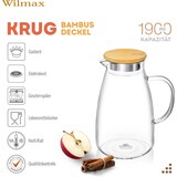 thumbnail of Wilmax Borosilikat Glas Krug mit Bambusdeckel, 1900ml