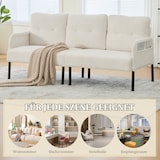 thumbnail of Merax 3-Sitzer Cordsofa mit Seitentaschen & Metallfüßen, hoher Rückenlehne, Beige
