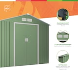 thumbnail of Wasabi - Caseta Jardín Exterior 8,08m2 Light Green - 4 Rejillas Anticondensación - Puerta Corredera Doble