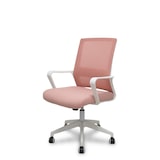 thumbnail of Silla Ergo535 blanca basculante respaldo malla rosa asiento tela rosa ruedas nailon