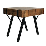 thumbnail of Mesa de apoio HWC-L54, mesa de apoio, mesa de cabeceira, mesa de sala de estar, mesa de café, metal MDF 50x50x50cm ~ carvalho selvagem escuro