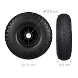 thumbnail of Relaxdays Sackkarrenrad 2er Set, pannensichere 3.00-4" Vollgummireifen, 25mm Achse, bis 80 kg, 260x85 mm, schwarz