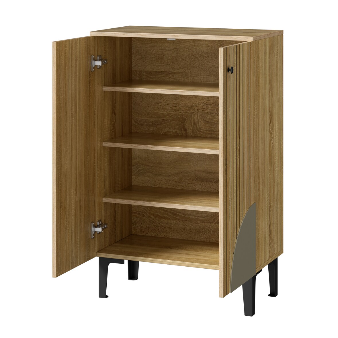 Moderner Holz Schuhschrank 60x32x94 cm mit Türen – Platzsparender Schuh-Organizer in Natur für Flur, Wohnzimmer & kleine Räume