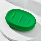 thumbnail of Benetton - 3-teiliges Badezimmerzubehör-Set (Glas + Seifenspender + Seifenschale) aus regenbogengrüner Keramik