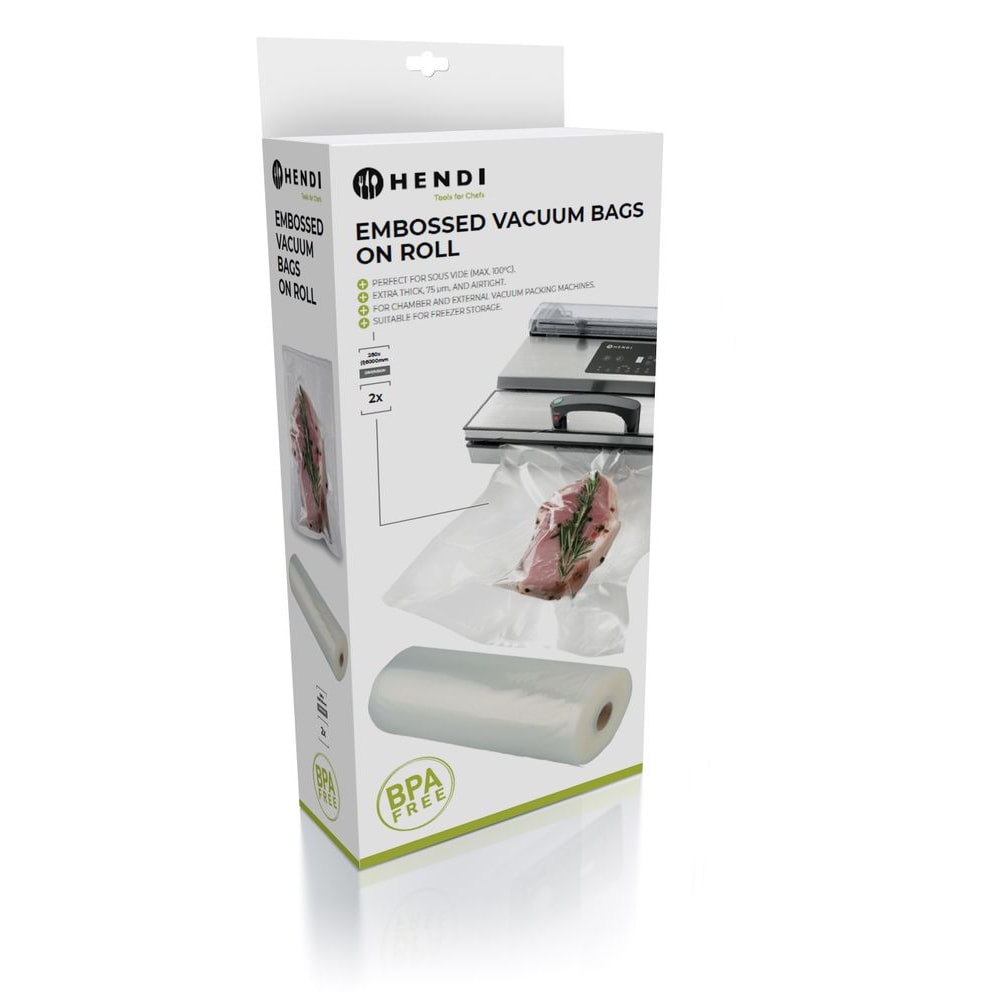 Sacs Sous Vide Gaufrés en Rouleau 280 mm - Lot de 2 - HENDI
