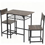 thumbnail of COSTWAY Mesa de Comedor con 2 Sillas, Juego de Comedor de 3 Piezas de Madera con Compartimento de Almacenamiento y Marco Metálico