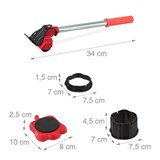thumbnail of Möbelheber und Möbelroller Set, Transportrollen Möbel, bis 150 kg, drehbar, 8 Aufsätze, Möbelverschieber, rot/schwarz