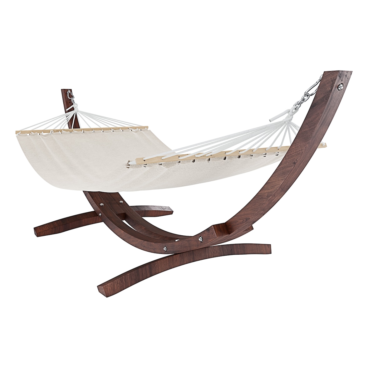 Amaca Da Giardino Supporto Legno Robusto Telo Cotone Resistente Portata Max 150 Kg Esterno Terrazzo Balcone Piscina Design 320 x 100 x 100 Cm Beige