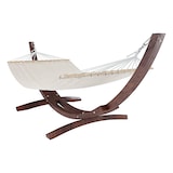 thumbnail of Amaca Da Giardino Supporto Legno Robusto Telo Cotone Resistente Portata Max 150 Kg Esterno Terrazzo Balcone Piscina Design 320 x 100 x 100 Cm Beige