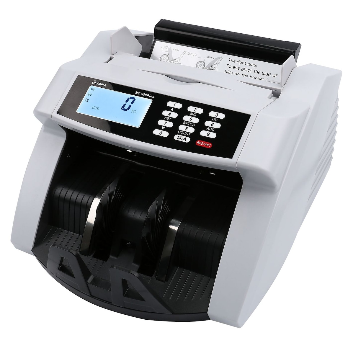 Contapezzi Olympia NC 520plus per il conteggio ordinato Controllo banconote per UV e MG