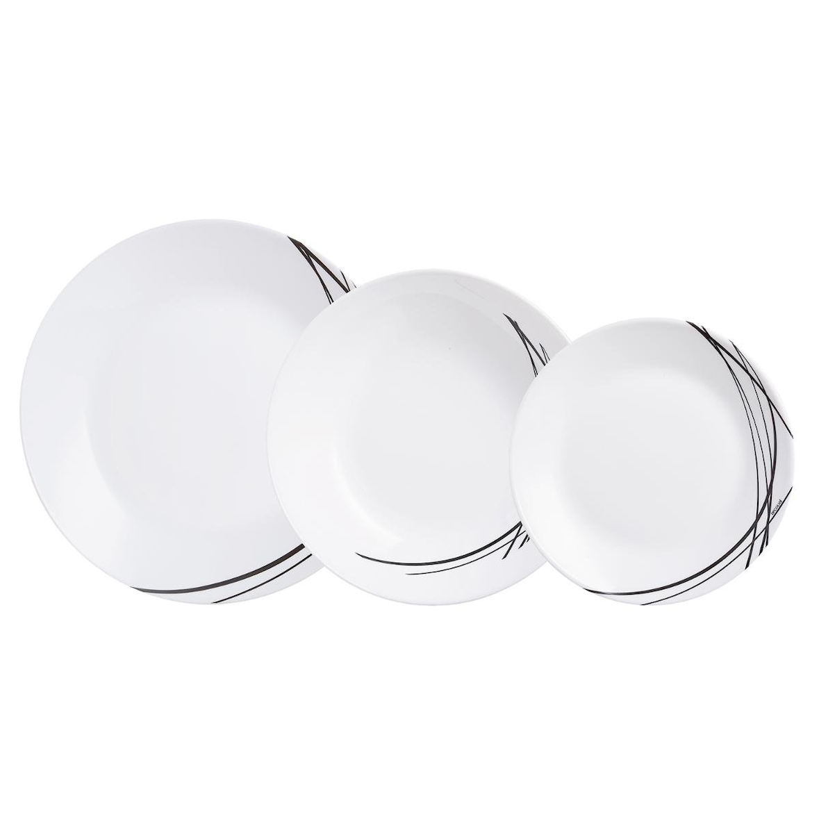 Arcopal Domitille Noir Service De Table En Opale 18 Pièces 6 Personnes