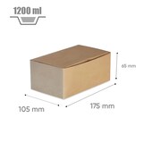 thumbnail of Boîte à repas take away en carton kraft brun 1200 ml par 250