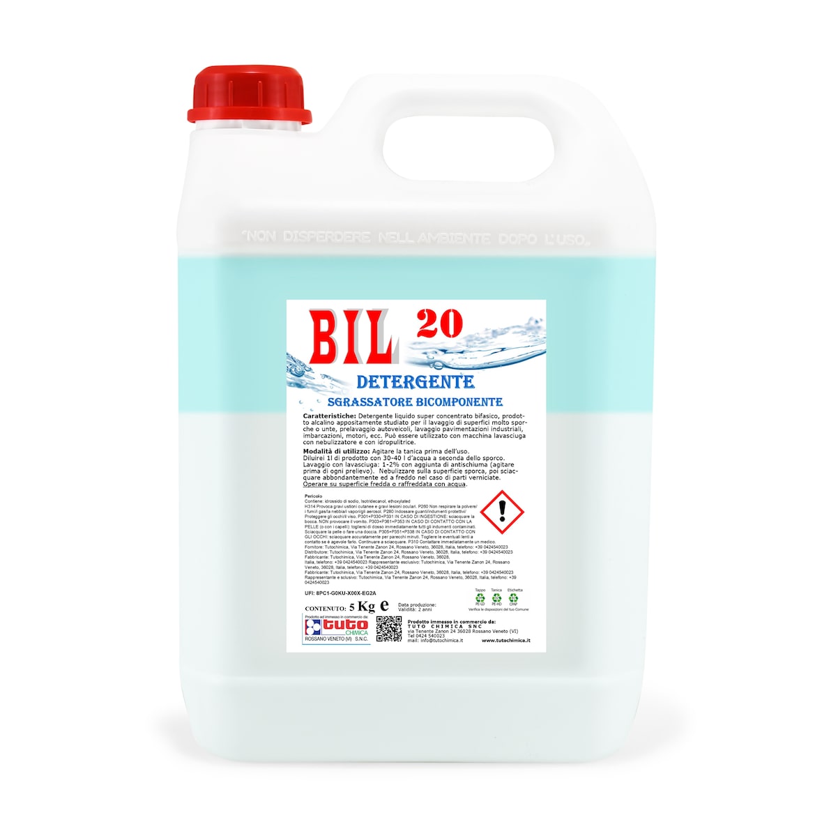 Bil 20 Sgrassatore Bicomponente 5 Kg Prodotto Professionale - HACCP
