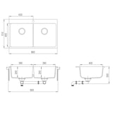 thumbnail of Spoelbak opbouw graniet dubbele bak zwart