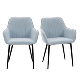 thumbnail of Pack de 2 sillas de comedor sillas decorativas tapizadas en lino sillas de cocina con respaldo reposabrazos y patas de metal 59,5x56,5x81 cm azul