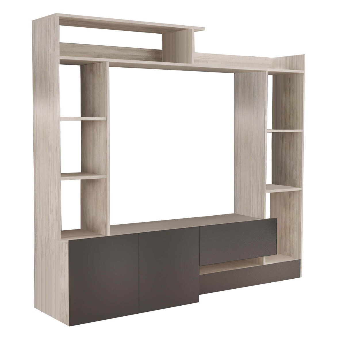 FLORIANO parete attrezzata porta tv soggiorno moderna di design 180x28/40x165 h colore Marrone chiaro