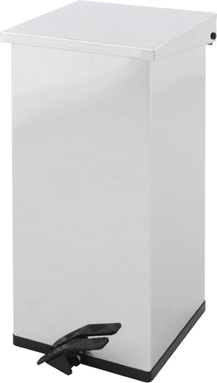 PROREGAL Eckiger feuerfester Pedal-Abfallbehälter Haiti mit Softclose Deckel |55 Liter, HxBxT 60x30x30cm | Edelstahl / Silber