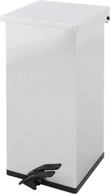 thumbnail of PROREGAL Eckiger feuerfester Pedal-Abfallbehälter Haiti mit Softclose Deckel |55 Liter, HxBxT 60x30x30cm | Edelstahl / Silber