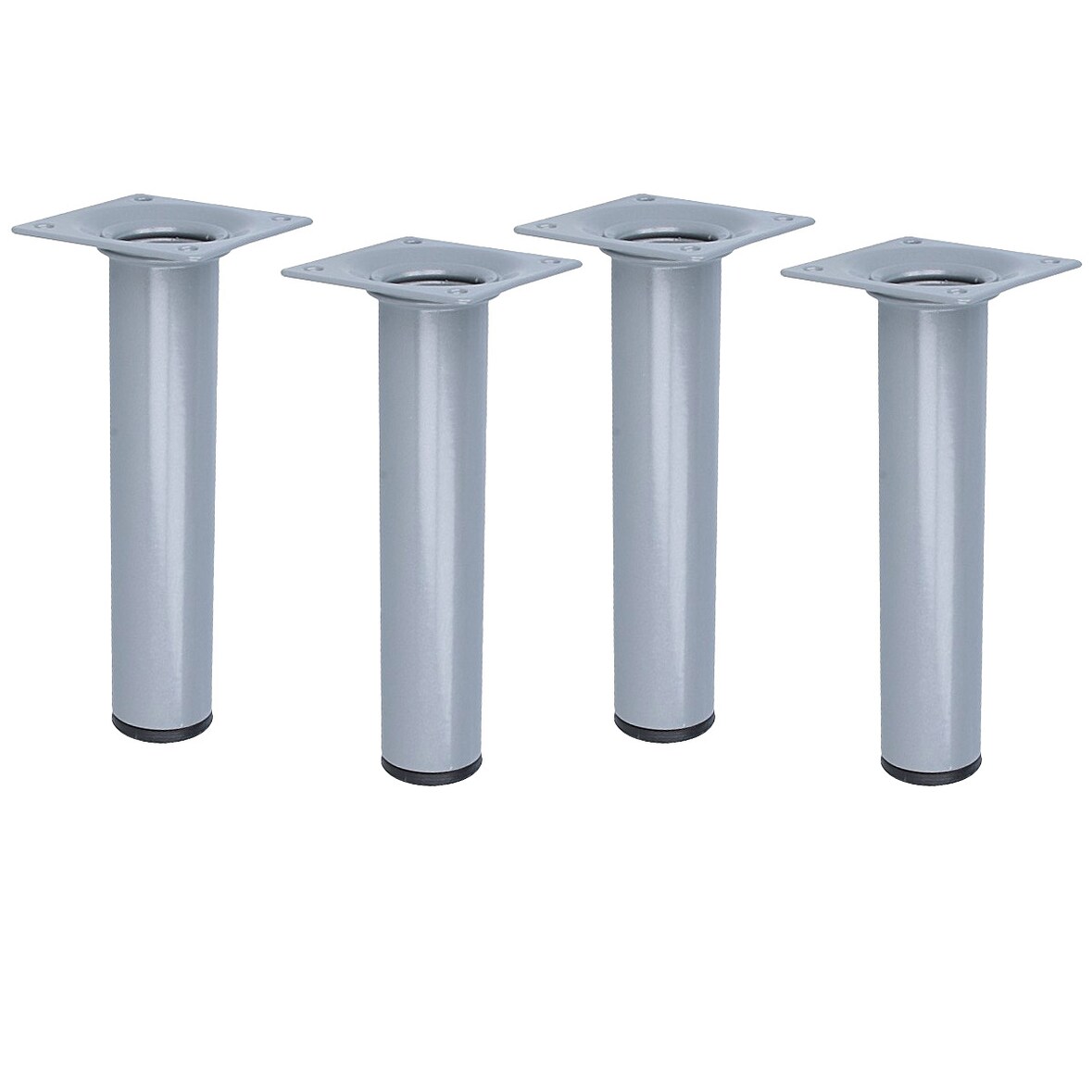 4er Set Möbelstempel 150mm Möbelbeine Tischbeine Silber und Möbelfüße Stützfüße