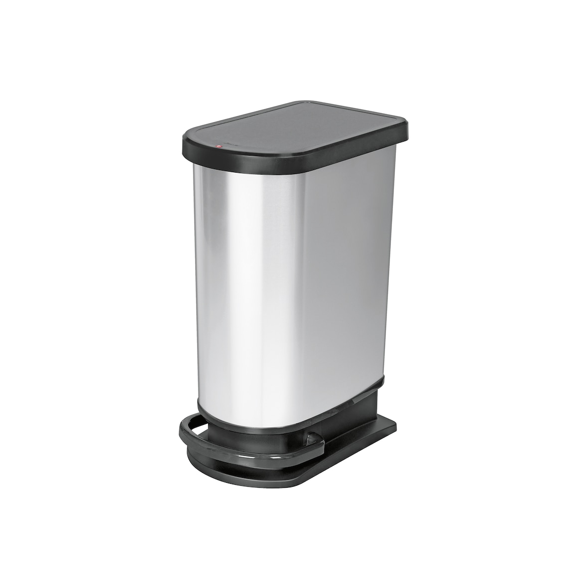 Rotho Paso Mülleimer 50l mit Deckel, Kunststoff (PP) BPA-frei, silber metallic  1 Stück