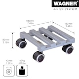 thumbnail of WAGNER Pflanzenroller CREO 19 x 19 x 8 cm, für innen, Buchenholz, grau, Softrollen, Tragkraft 50 kg, EU Ware - 20080901
