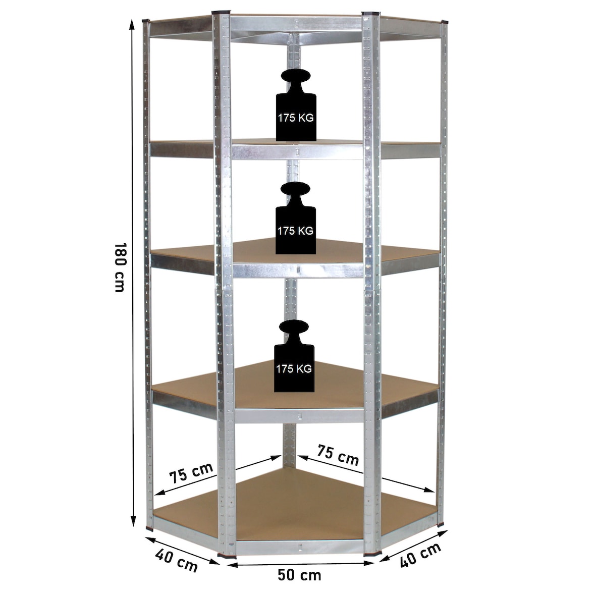 Regalsystem 3 tlg.1 Eckregal & 2 Schwerlastregale 180x90x40cm,15 Böden