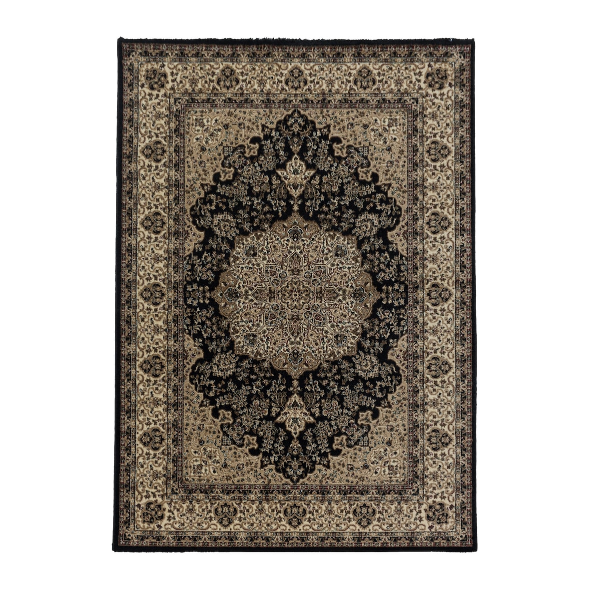 Carpetsale24 Orientteppich schwarz 160x230 cm – Kurzflor Teppich im klassischen Vintage Stil für Wohnzimmer, Schlafzimmer, Esszimmer