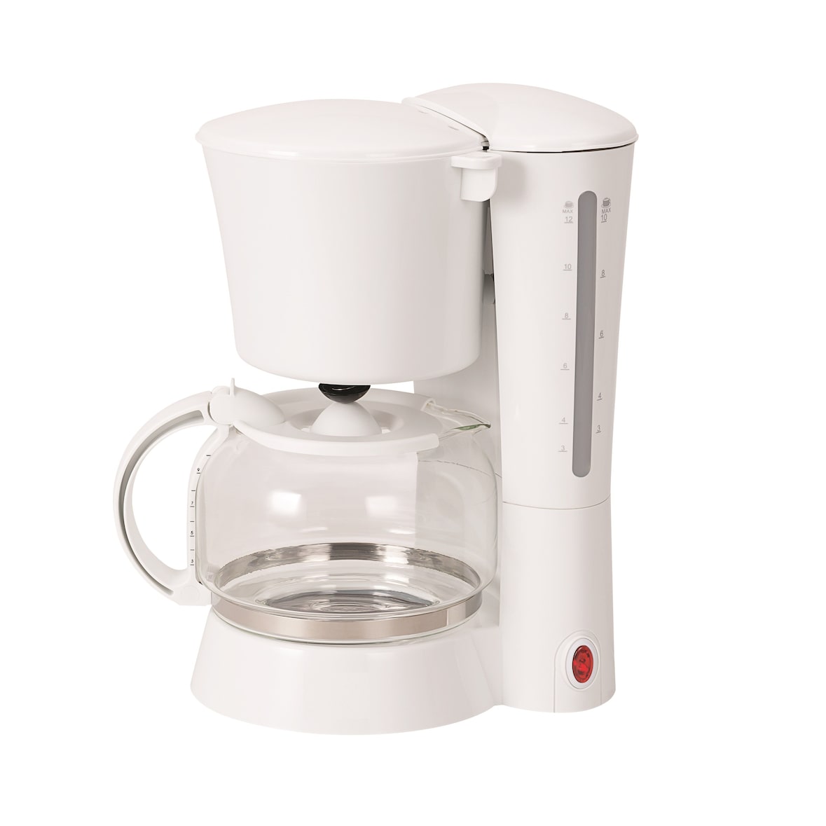 aro Cafetière CM1216, 26.4 x 17 x 30 cm, verseuse en verre, 1,25 L (jusqu'à 12 tasses), 870 W, système anti-goutte, blanc