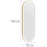 thumbnail of Helloshop26 - Poste de coiffure miroir éclairage led ultra-plat ovale 70 x 4 x 180 cm verre acier doré 14_0009651