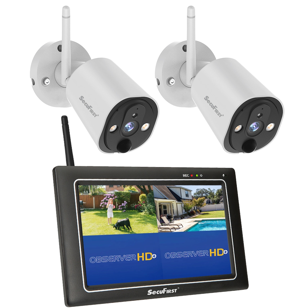 SecuFirst CWL401W2 Met 7 inch monitor en 2x Draadloze Beveiligingscamera - Wit